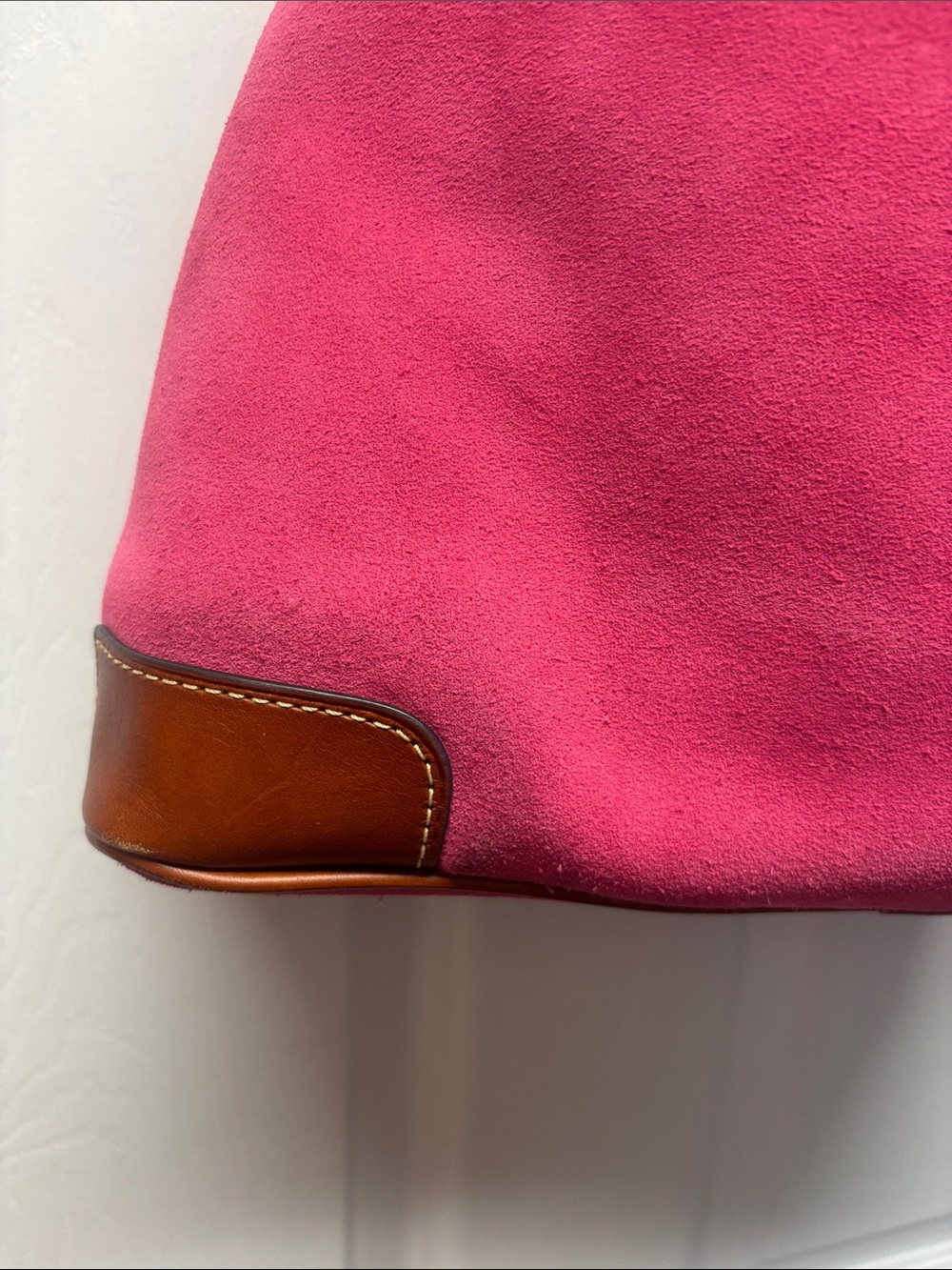 Dooney & Bourke Pink Suede Hobo Shoulder Bag & Brown Leather Trim Gold Hardware - Picture 11 of 11